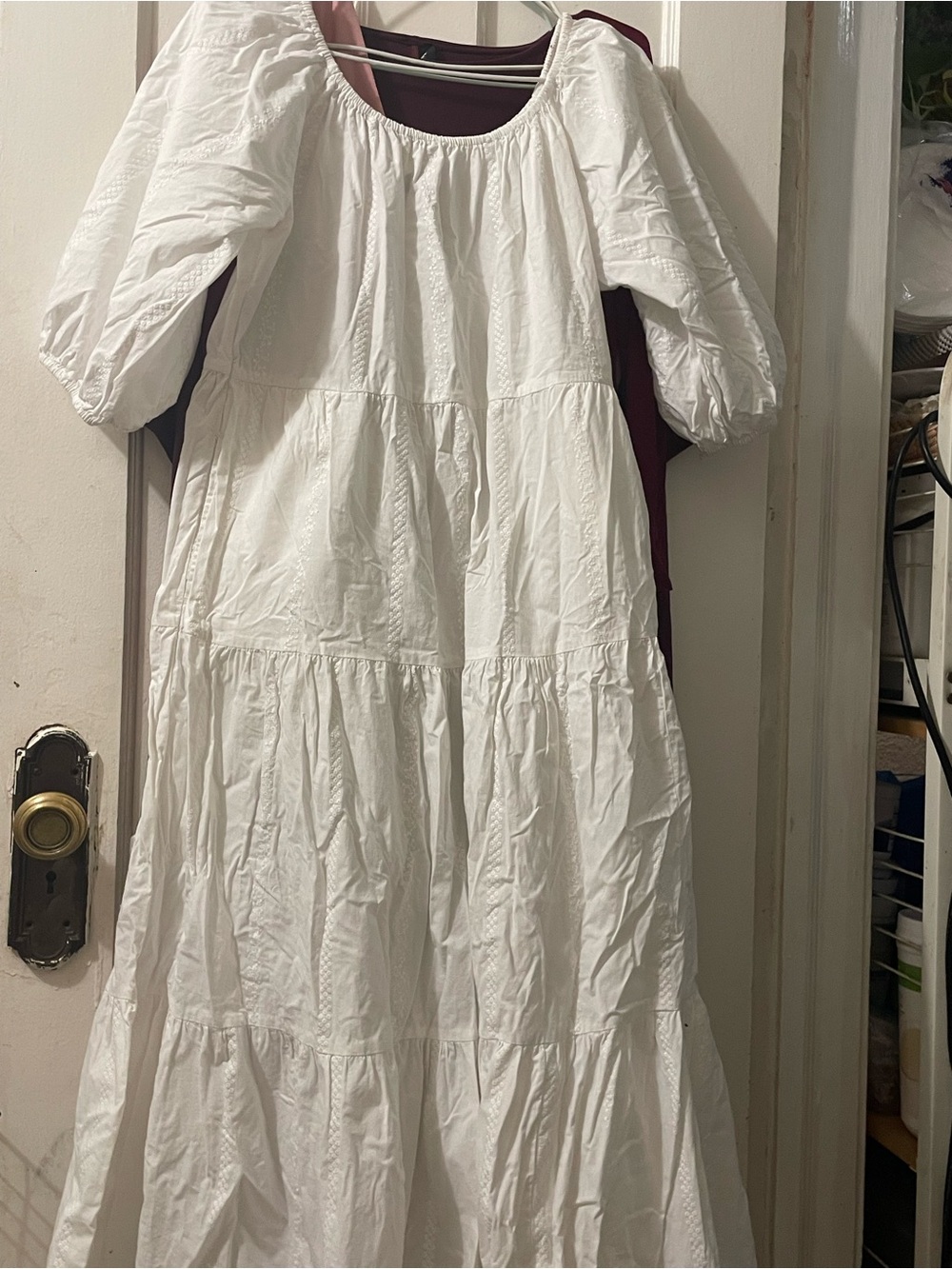 Universal Thread White Elastic Neckline Maxi Dress